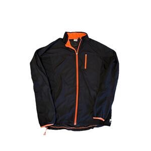 Fila Mens Lightweight Running Jacket Size Large Black & Neon Orange Full Zip
